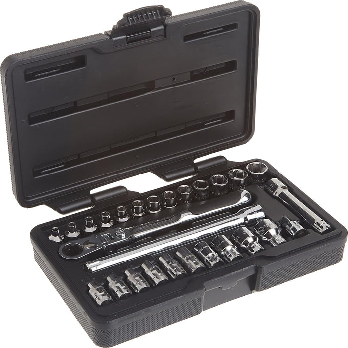 GEARWRENCH 27 Pc. 1/4" Drive 6 Pt. Pass-Thru Mechanics Tool Set, Standard SAE/Metric - 891427 42373 891427