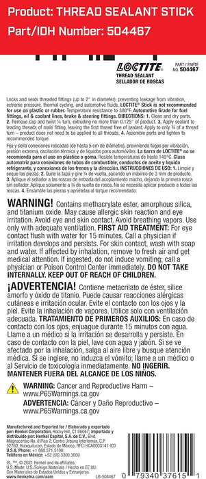 Loctite 37615 PST Thread Sealant Stick, 19 g