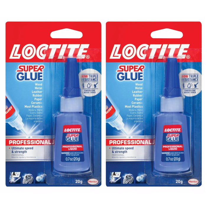 Loctite 1365882 Super Glue Professional Liquid, Clear, 0.7 fl oz Bottle, Superglue for Plastic, Wood, Metal, Crafts & Repair, Cyanoacrylate Adhesive Instant Glue, Quick Dry (Pack of 2)