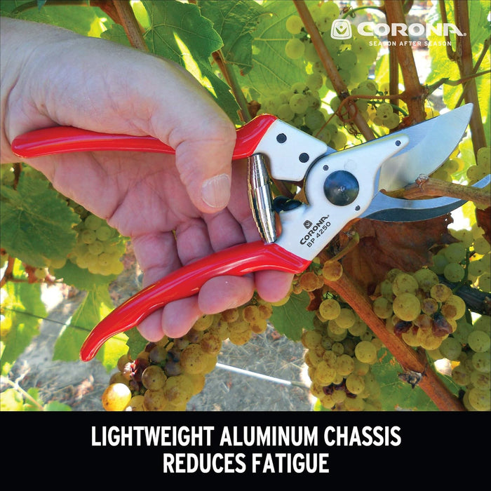 Corona BP4250 Forged Steel Aluminum Handles Bypass Hand Pruner - 1 inch Cut Capacity Stem and Branch Garden Shears, Red