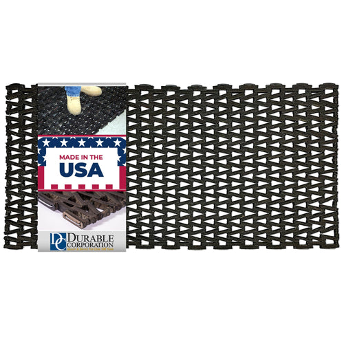 Durable Durite Recycled Tire-Link Outdoor Entrance Mat, Herringbone Weave, 24" x 48", Black 2' x 4' (Rectangular)