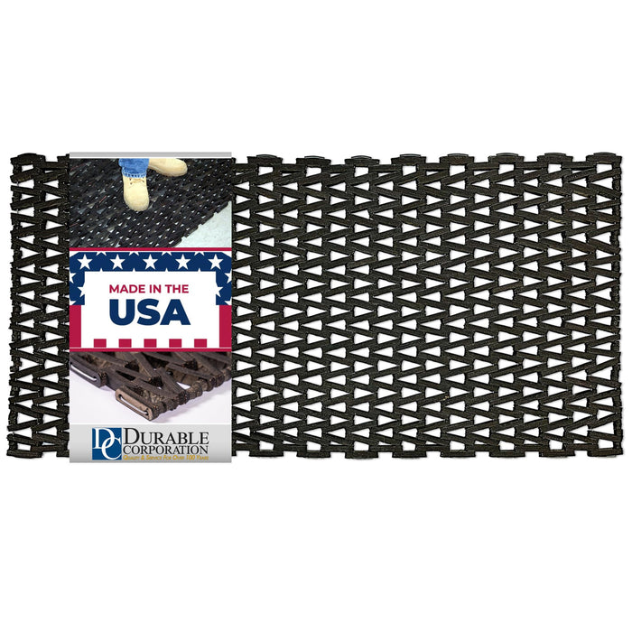 Durable Durite Recycled Tire-Link Outdoor Entrance Mat, Herringbone Weave, 24" x 48", Black 2' x 4' (Rectangular)