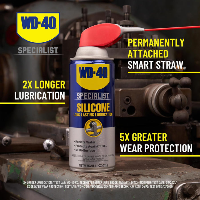 WD-40 Specialist Silicone Lubricant with Smart Straw, Sprays 2 Ways, 11 oz (Pack of 6)