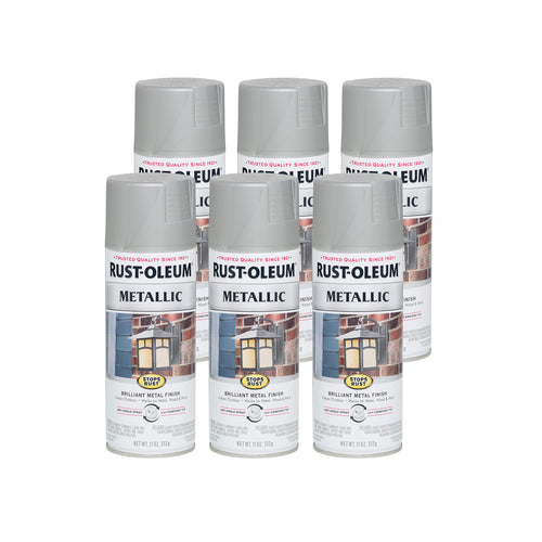 Rust-Oleum 7277830 Stops Rust Metallic Spray Paint, 11 oz, Matte Nickel (Pack of 6)