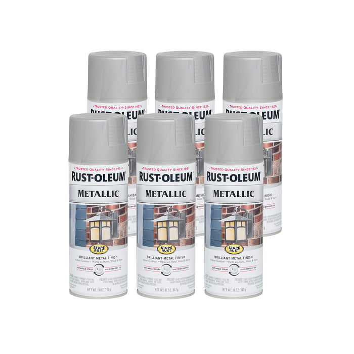 Rust-Oleum 7277830 Stops Rust Metallic Spray Paint, 11 oz, Matte Nickel (Pack of 6)