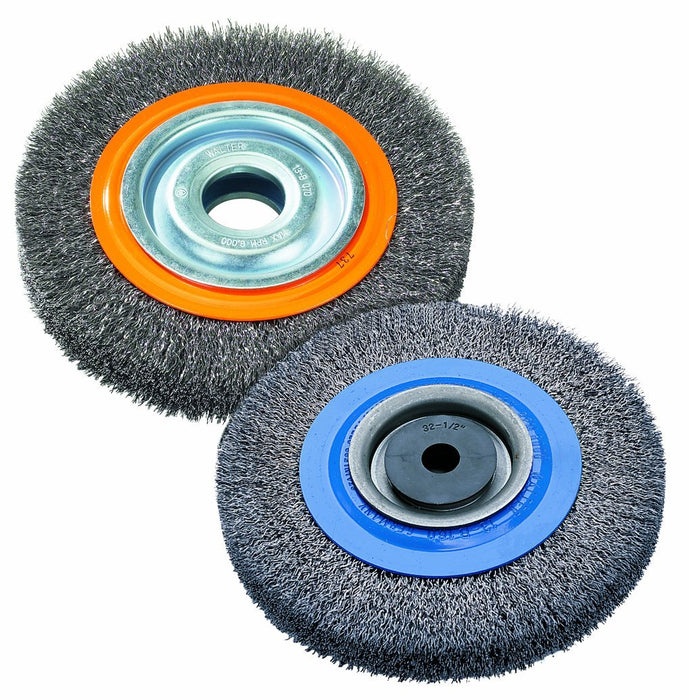 Walter 13B0100 Stringer Bead Wheel Brush - 10" Orange Abrasive Wheel Brush, 1-1/4" Diameter