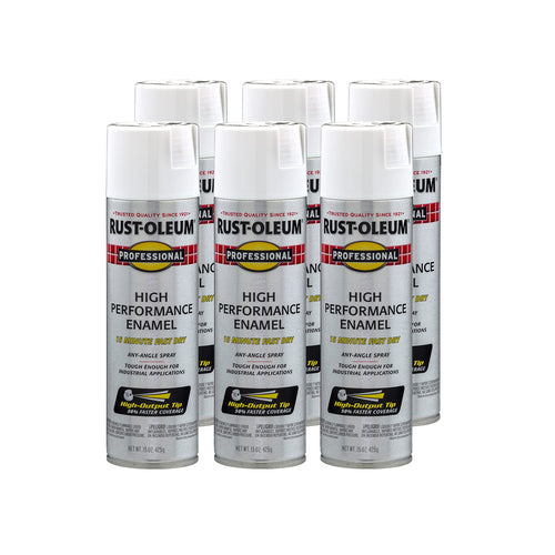 Rust-Oleum 7590838 Professional High Performance Enamel Spray Paint, 15 Oz, Flat White (Pack of 6)