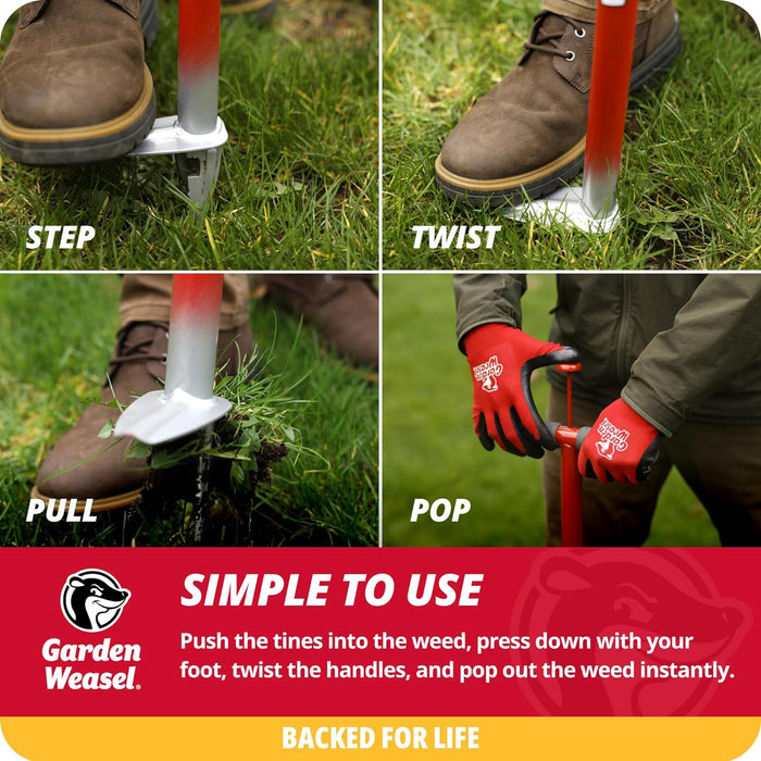 Garden Weasel Weed Popper Step & Twist - Long Handle | Easy Weeding and Puller Stand Up Tool | Dandelion and Crabgrass Remover, Heavy Duty Lawn Care