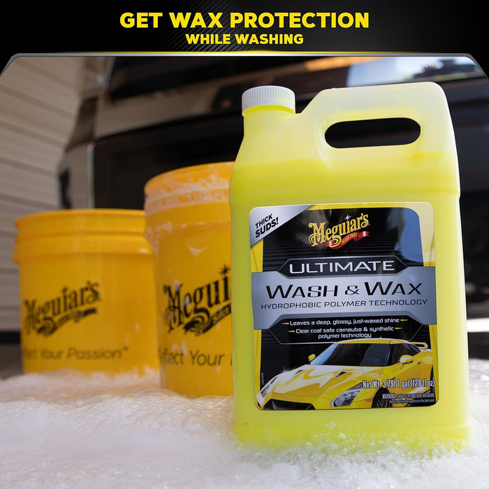 Meguiar's G17701 Ultimate Wash and Wax, Car Wash and Wax Cleans and Shines in One Step, 1 Gallon