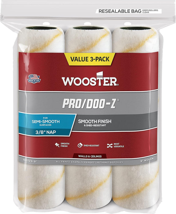 Wooster Brush RR723-9 Pro/Doo-Z Roller Cover 3/8-Inch Nap, 9-Inch