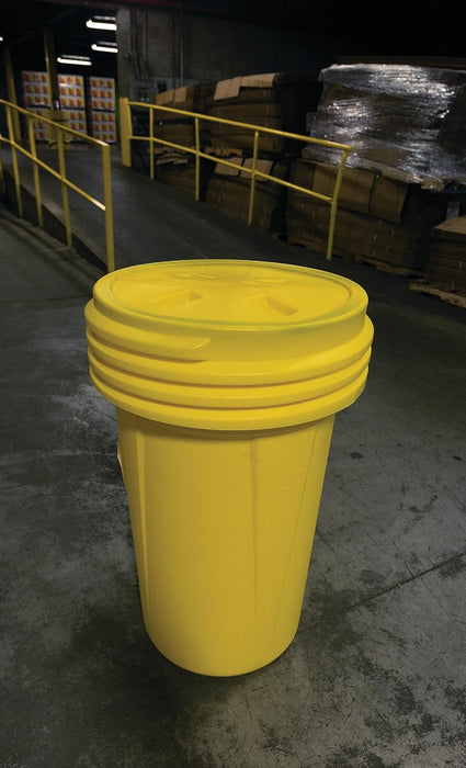 Eagle 1657 55 Gallon Plastic Drum with Lid, Screw-On Lid, 40" x 26.5", Lab Pack Drum Made of Durable, Lightweight HDPE, Withstands Weather and Chemicals, Made in USA, Yellow