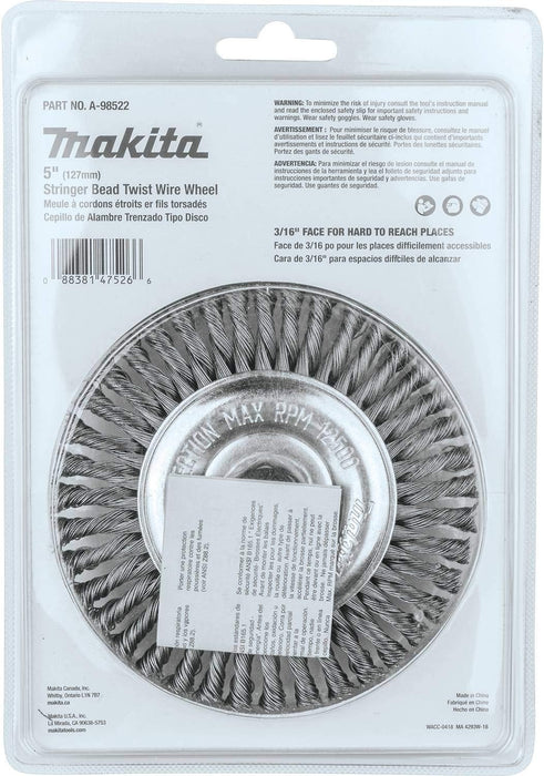 Makita (A-98522) 5" Stringer Bead Twist Wire Wheel, 5/8"-11