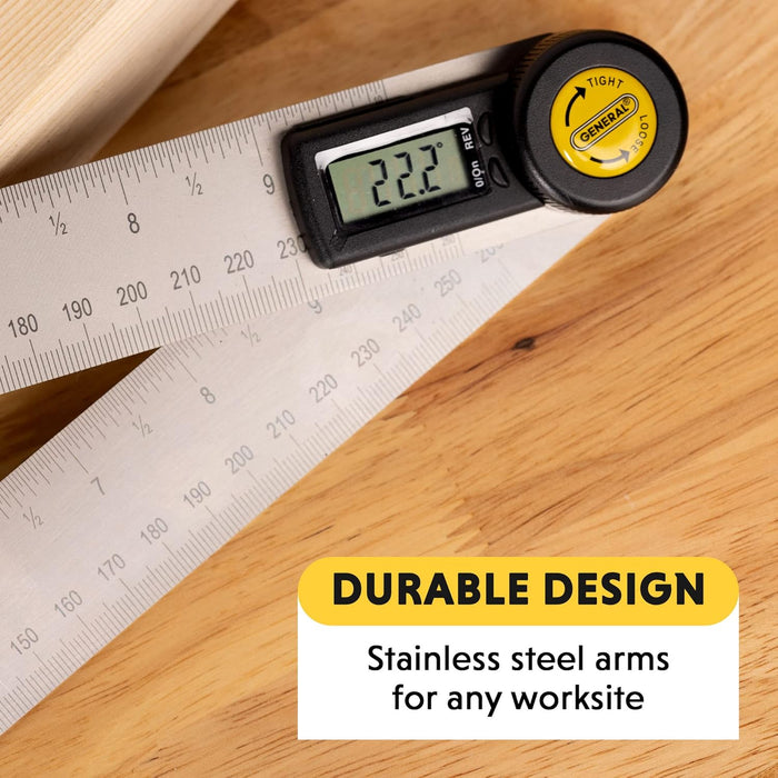 General Tools Digital Angle Finder Ruler #823 - 10" H - Stainless Steel Measurement Tool