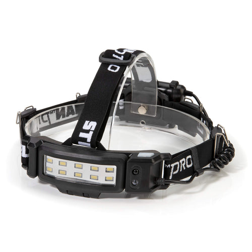 Steelman 79052 Pro Slim Profile LED Motion-Sensing Headlamp with Rear Safety Flasher, 3 Brightness Settings, 20m Beam, Water-Resistant, 3 AA Batteries LED with Rear Flasher
