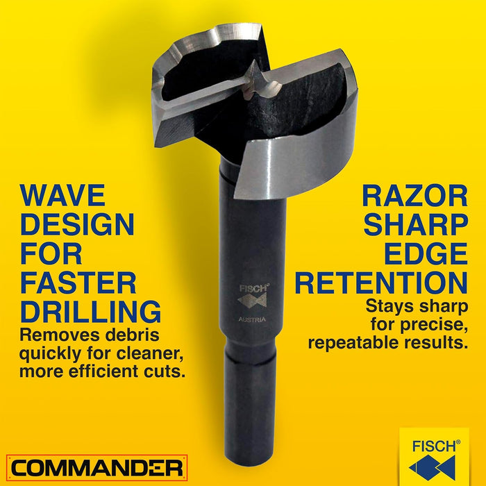 Fisch Black Shark 3/8” Forstner Drill Bit, Premium Forged Steel Bit for Woodworking, Precision Wave Design, No-Slip Shank – FSA-367536 – Made in Austria 3/8 in