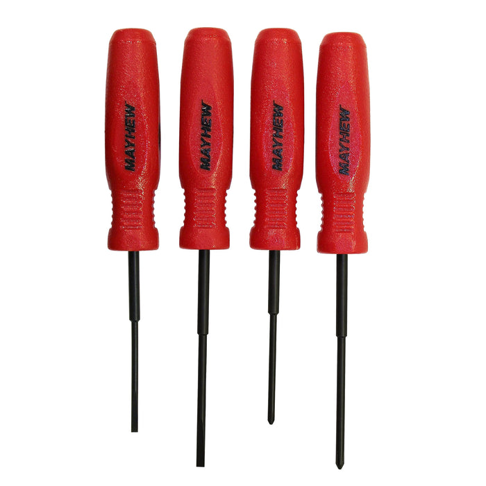 Mayhew Tools (31021) Micro Screwdriver, 4-Piece Set, Red Slotted & Phillips