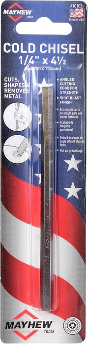 Mayhew Tools 10102 Carded Cold Chisel, 1/4" x 4-1/2", Shot Blast Finish