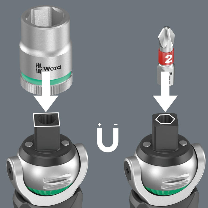 Wera 8009 Zyklop Pocket Set Imperial 1, Ratchet Set, 13 Pieces, Black/Green - 05004282001