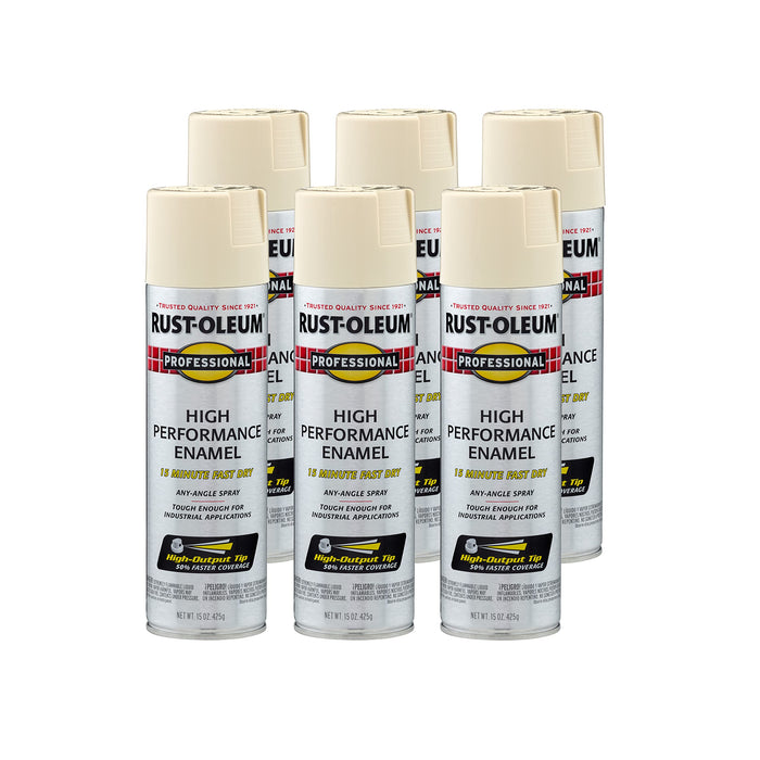 Rust-Oleum 7570838 Professional High Performance Enamel Spray Paint, 15 Oz, Gloss Almond (Pack of 6)