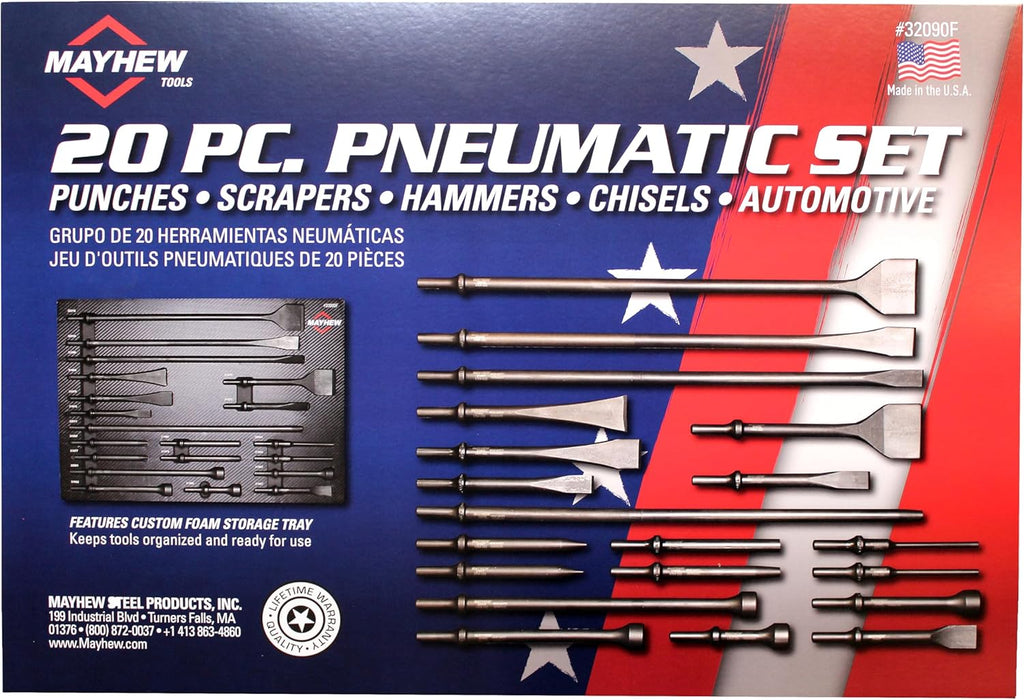 Mayhew Tools 32090F Pneumatic Set, Black Oxide Finish, 20-Piece