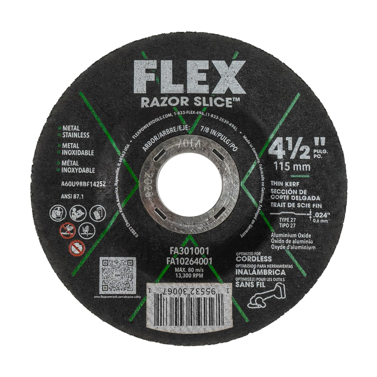 FLEX FA301001-10 4-1/2-inch Razor Slice Cut-Off Disc, Type 27 (Pack of ...