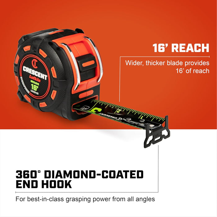 Crescent Lufkin L1316B-02 16 Ft. SAE SHOCKFORCE NITE EYE Tape Measure