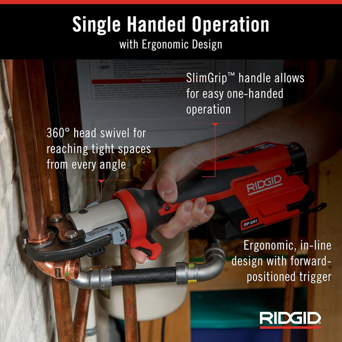 RIDGID 78158 RP 251 Compact Press Tool Battery Kit with ProPress Jaws