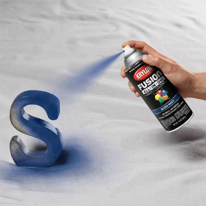 Krylon Fusion All-In-One Adhesive Spray Paint for Indoor/Outdoor Use, Gloss Navy, 12 Ounce (Pack of 1)