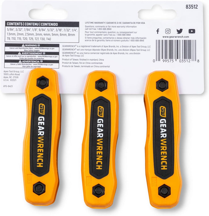 GEARWRENCH 83512 25 Piece SAE/Metric/Torx Folding Hex Key Set