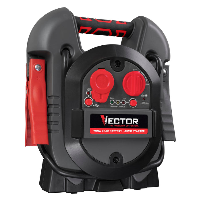 Vector J312V Jump Starter, 700 Peak Amp, USB Charging Port, Rechargeable Battery
