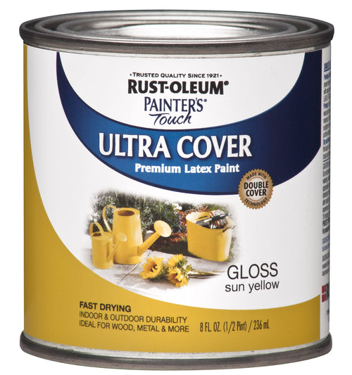 Rust-Oleum 1945730 Painter's Touch Latex Paint, Half Pint, Gloss Sun Yellow, 8 Fl Oz (Pack of 1)
