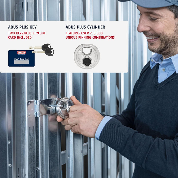 ABUS 20/80 Heavy Duty Diskus Storage Padlock with 2 Keys for Storage, Outdoor, Commercial, 3.16in (80.2mm) Wide, Keyed Different