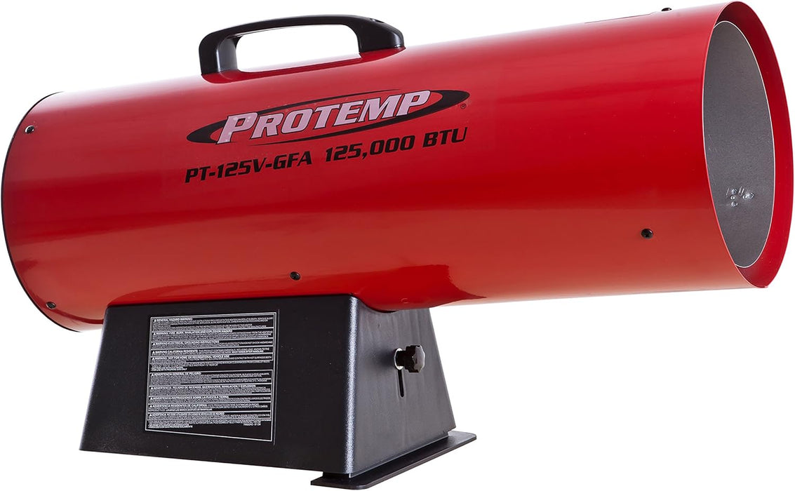 ProTemp PT-125V-GFA-A 125,000 BTU LP Propane Heater, For Warehouses, Garages, Barns and Workshops up to 3125 Sq feet