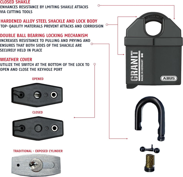 ABUS 37/60 KA Granit Alloy Steel Padlock Keyed Alike, Code 5544653