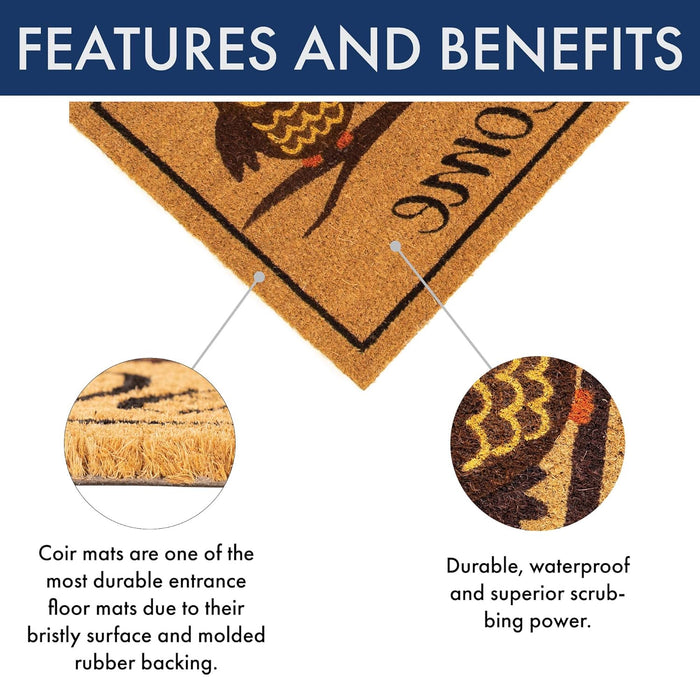 NoTrax, Owl, Vinyl-Backed Natural Coir Doormat, 18" x 30" - C12S1830OW