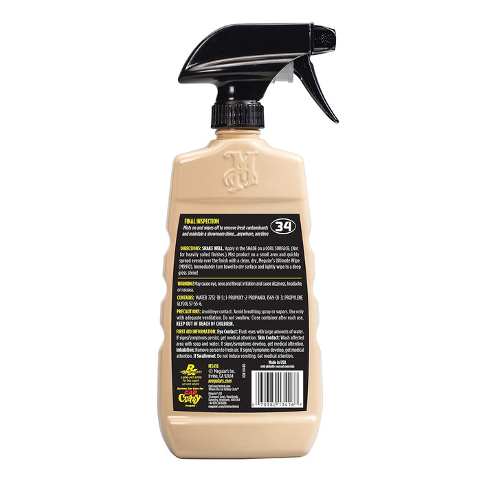 Meguiar's Professional Final Inspection M3416 - Detailer Spray for Removing Light Dust, Contaminants, Smudges and Finger Prints, Car Detailer Spray Effective as a Clay Bar Lubricant, 16 Oz