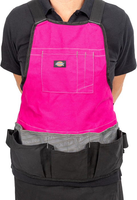 Dickies 57146 16-Pocket Workshop Bib Apron, Durable Canvas Construction, Reinforced Edges, Adjustable Belt, Pink