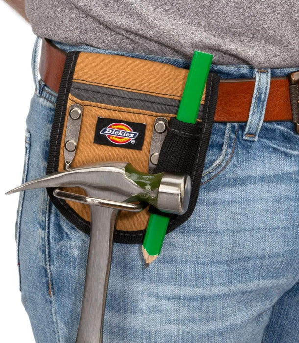 Dickies 57017 2-Compartment Hammer Holder for Tool and Work Belts, Durable Canvas, Includes Tool Loop and Pocket