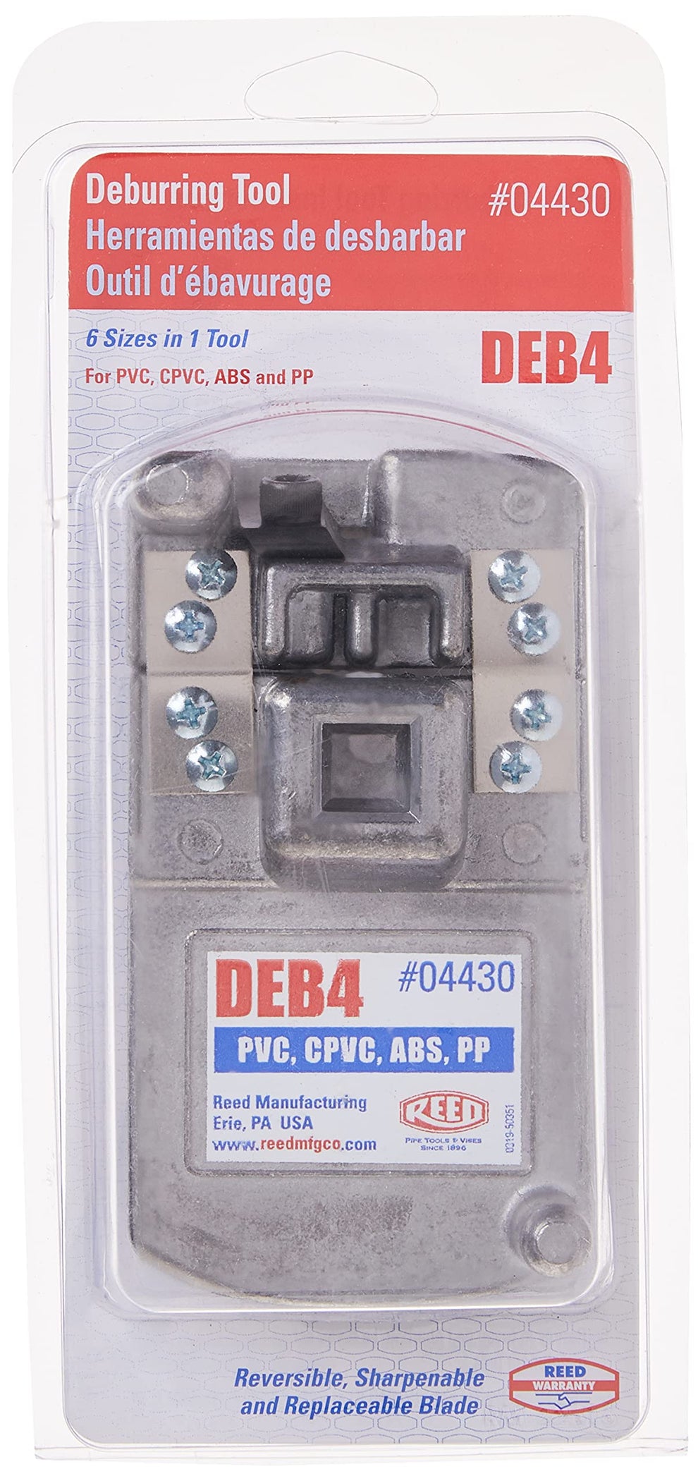 Reed Tool Deburring Tool for Plastic, 1-1/4 to 4-Inch — Contractor Tool ...