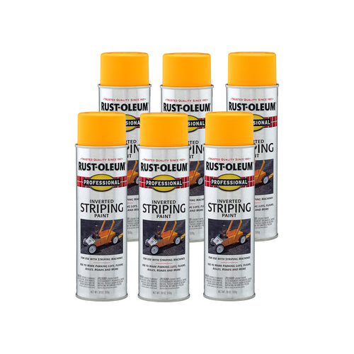 Rust-Oleum 2548838 Professional Inverted Striping Spray Paint, 18 oz, Yellow (Pack of 6)