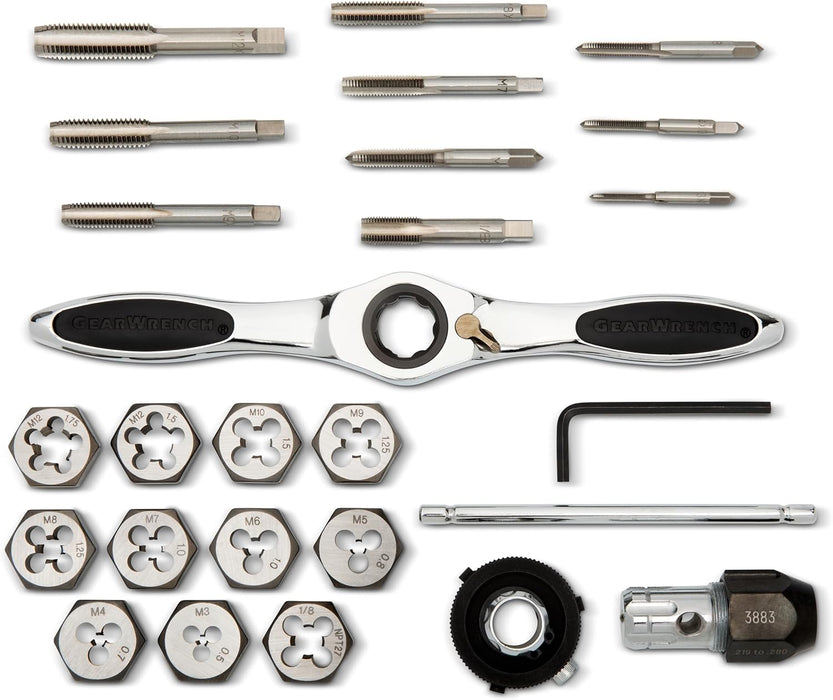 GEARWRENCH 82814 27 Piece Metric Ratcheting Tap & Die Set