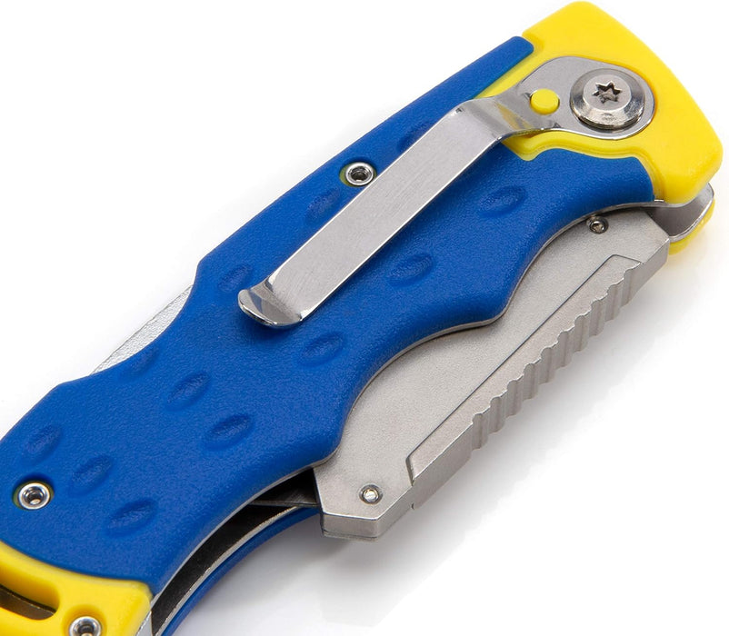 Estwing 42441 Folding Lock Back Utility Knife/Box Cutter Tool with Disposable Razor Blade, Ergonomic Handle, Belt/Pocket Clip