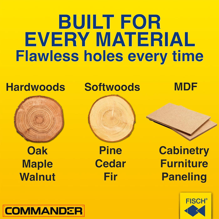 Fisch FSA-350323 Black Shark Forstner Drill Bit 2" Diameter, Forged Steel, Made in Austria