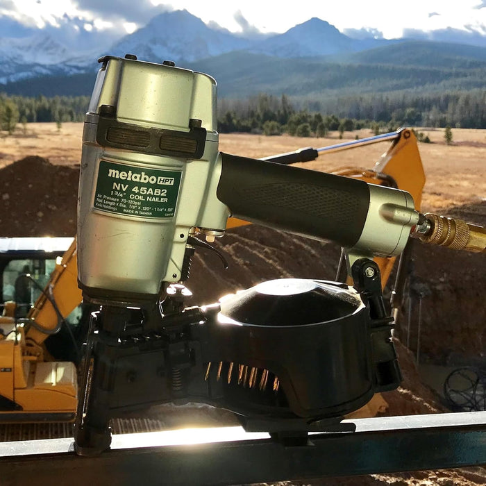 Metabo HPT Pneumatic Roofing Nailer + 18V Impact Driver Pro Bundle Kit, 1-3/4-Inch Coil Roofing Nailer with BONUS 18V Triple Hammer Impact Driver Kit, KNV45AB2