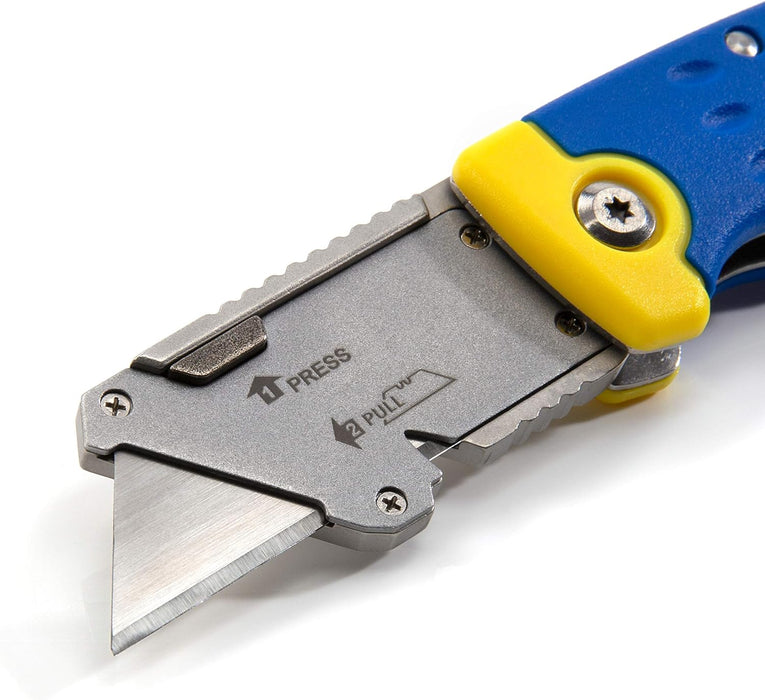 Estwing 42441 Folding Lock Back Utility Knife/Box Cutter Tool with Disposable Razor Blade, Ergonomic Handle, Belt/Pocket Clip