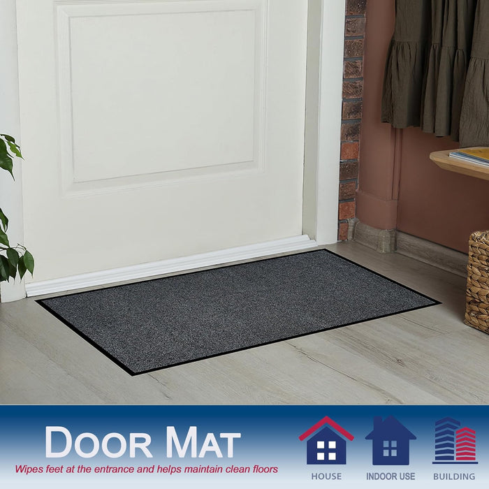 Durable Corporation-654S35 Wipe-N-Walk Vinyl Backed Indoor Carpet Entrance Mat, 3' x 5', Charcoal Charcoal 3' x 5' 3' x 4'