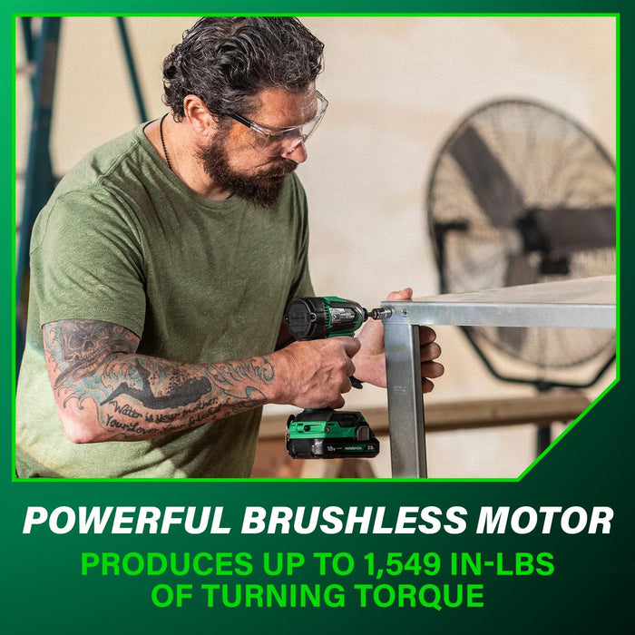 Metabo HPT 18V MultiVolt Cordless Brushless Driver Drill & Impact Driver Combo Kit, Power Tool Kit, 2 Lithium-Ion Metabo HPT Batteries and Charger, High Torque, Compact Lightweight Design, KC18DEXQB KC18DEXQB Only