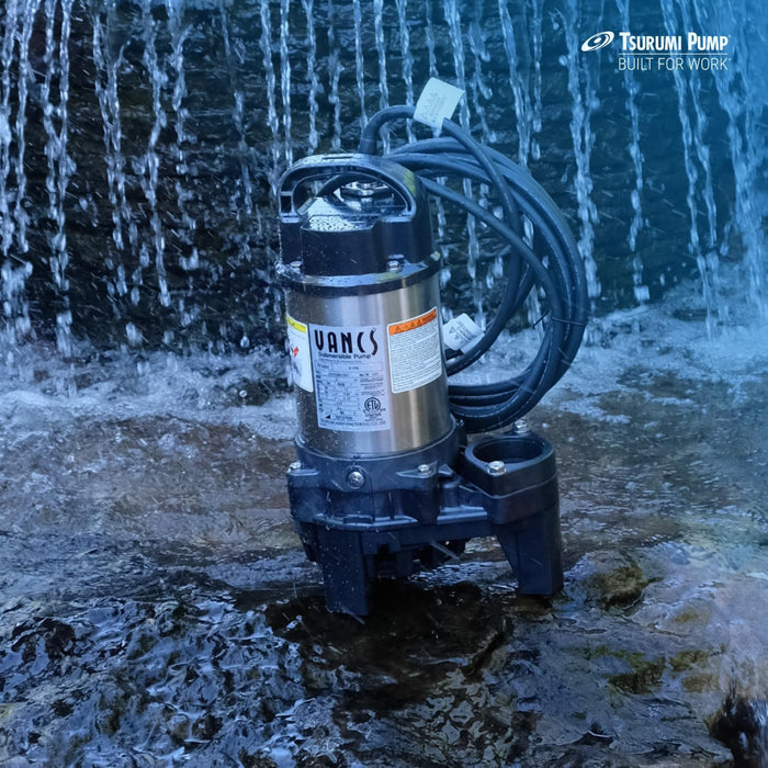 Tsurumi Pump 8PN 1hp, 115V, Submersible Pond & Waterfall Pump, Stainless Steel, 5550 GPH. 2"" Discharge"