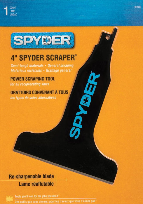 Spyder 000108 4-Inch Scraper Blade Attachment for Reciprocating Saws, for Removing Tile, Linoleum, Adhesives, and More