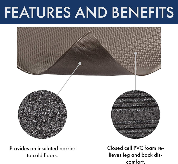 Notrax 410 Airug 4' x 60' x 3/8" Anti Fatigue Mat, Enhanced Slip Resistance with Beveled Edges and Ribbed Surface, Ideal for Industrial and Commercial Workplaces, Gray, 410R0348GY Ribbed Surface 4' x 60' x 3/8" Grey